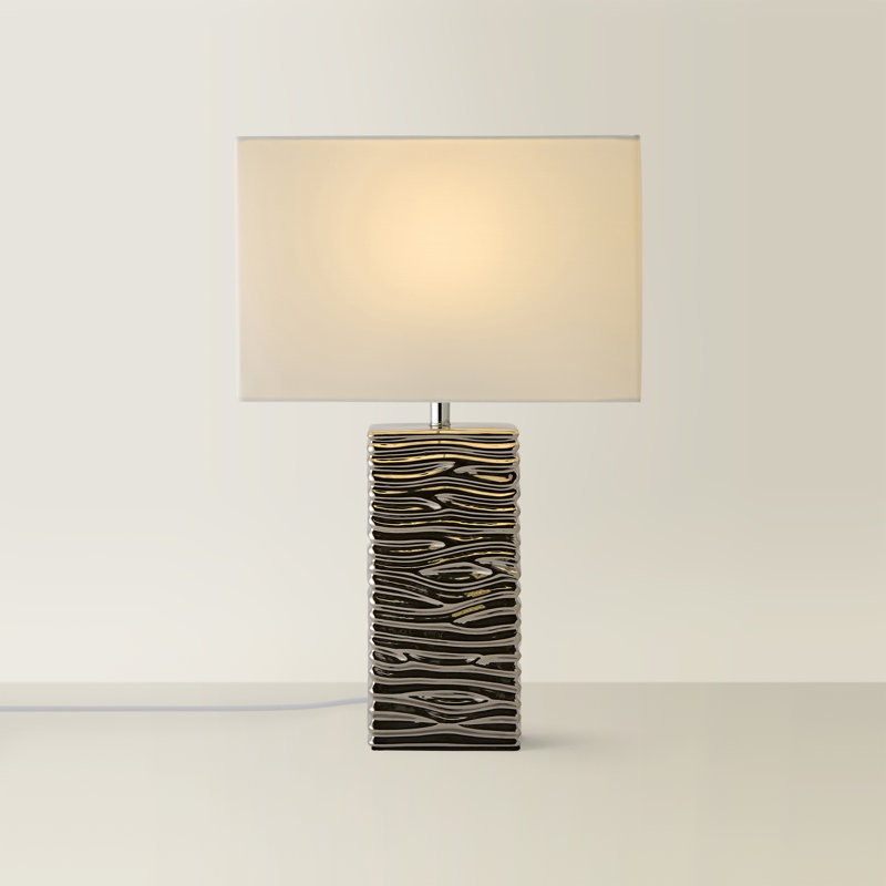 Rayburn Ceramic Table Lamp, Chrome Base/White Shade, Yes