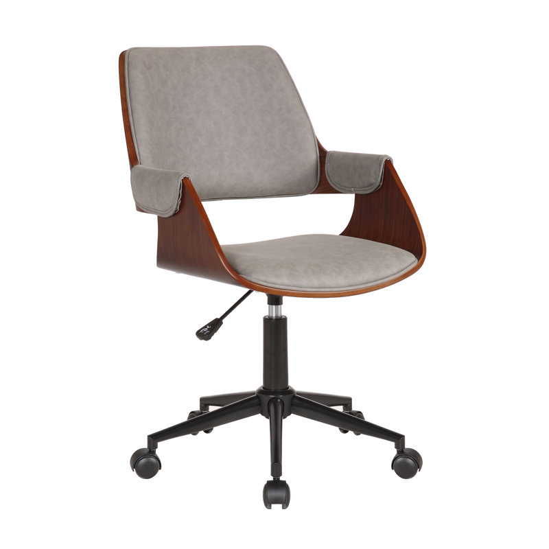 Geryon Faux Leather Mid-Century Office Chair, Grey