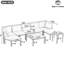 Conversation grise pour l'extérieur - construction en fer, coussins imperméables, sièges spacieux pour 8 personnes, cadre de jardin et de patio, modèle modulaire pour l'extérieur
