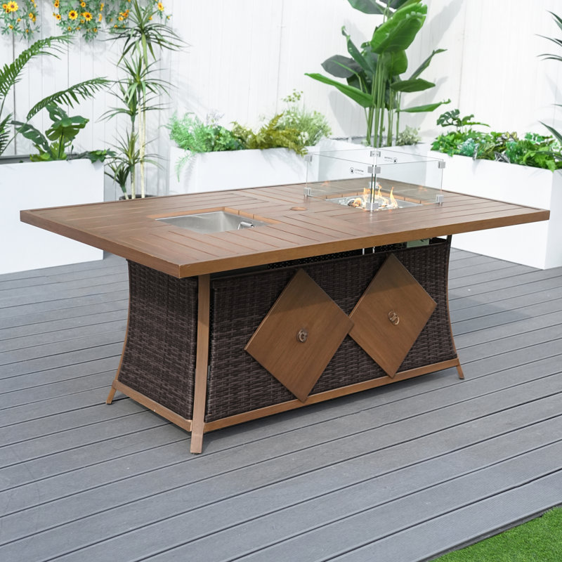 Table de foyer d'extérieur avec seau à glace 28,94 H