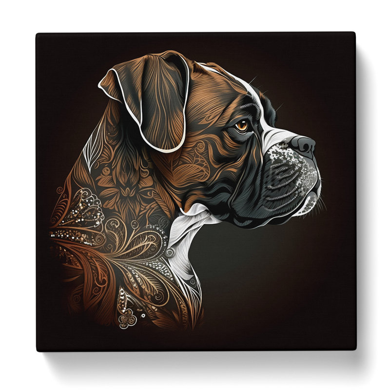 Boxer Dog Ornamental Art No.1 - Wrapped Canvas, 35cm H x 35cm W x 3cm D