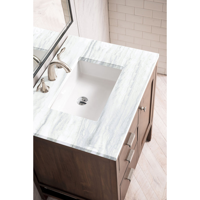 Addison 30'' W Single Vanity, Mid Century Acacia, 8" Widespread, White Zeus