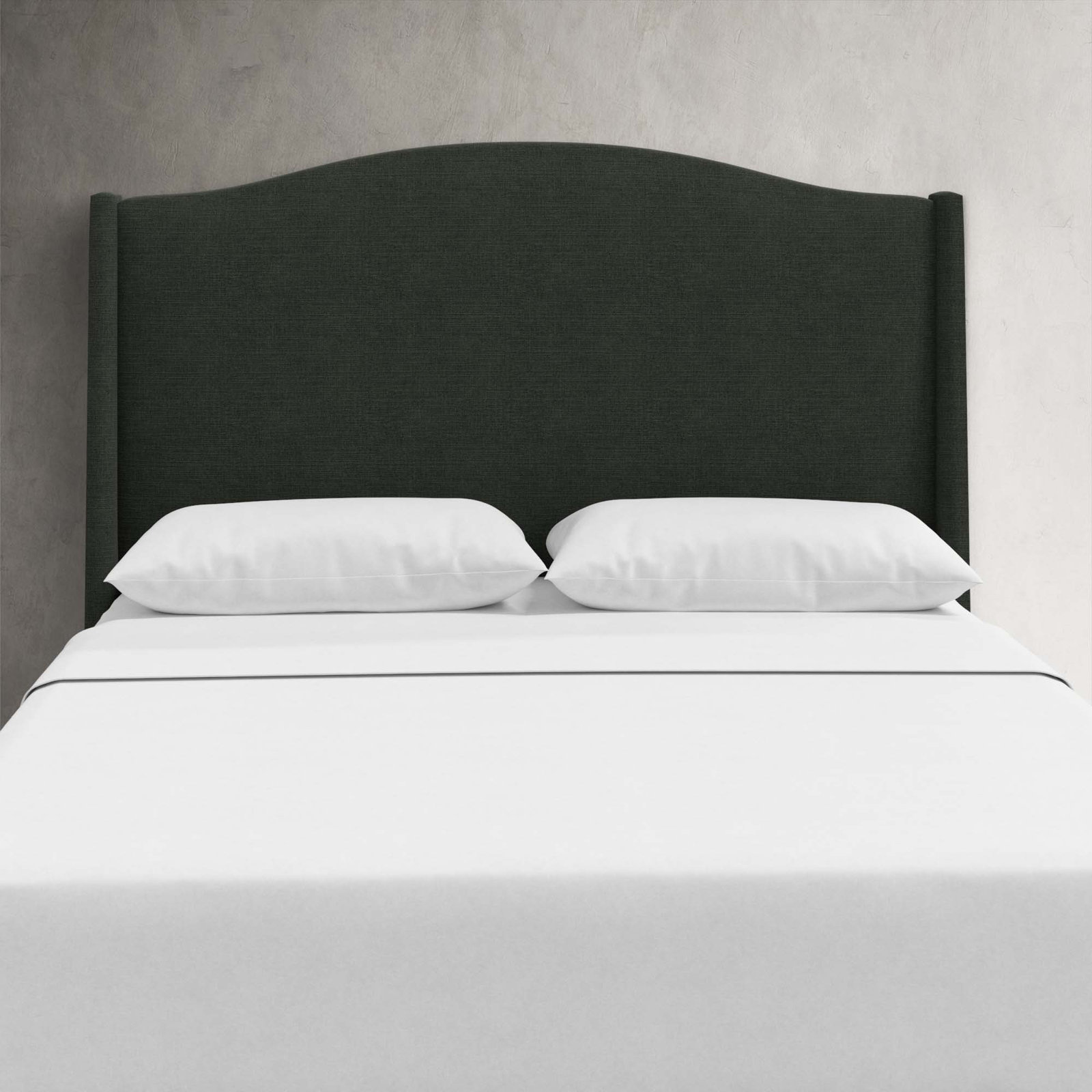 Byrd Upholstered Wingback Headboard, California King, Classic Black Linen