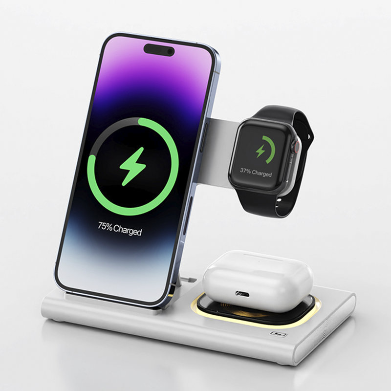 Multiple Devices Wireless Charging Station, White