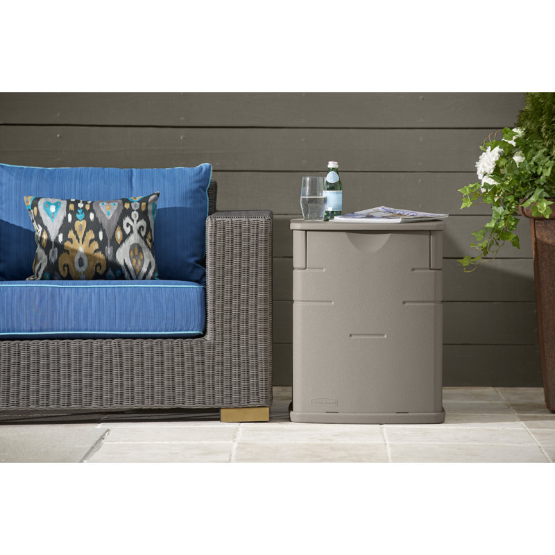 Compact Brown Plastic Outdoor Storage Deck Box