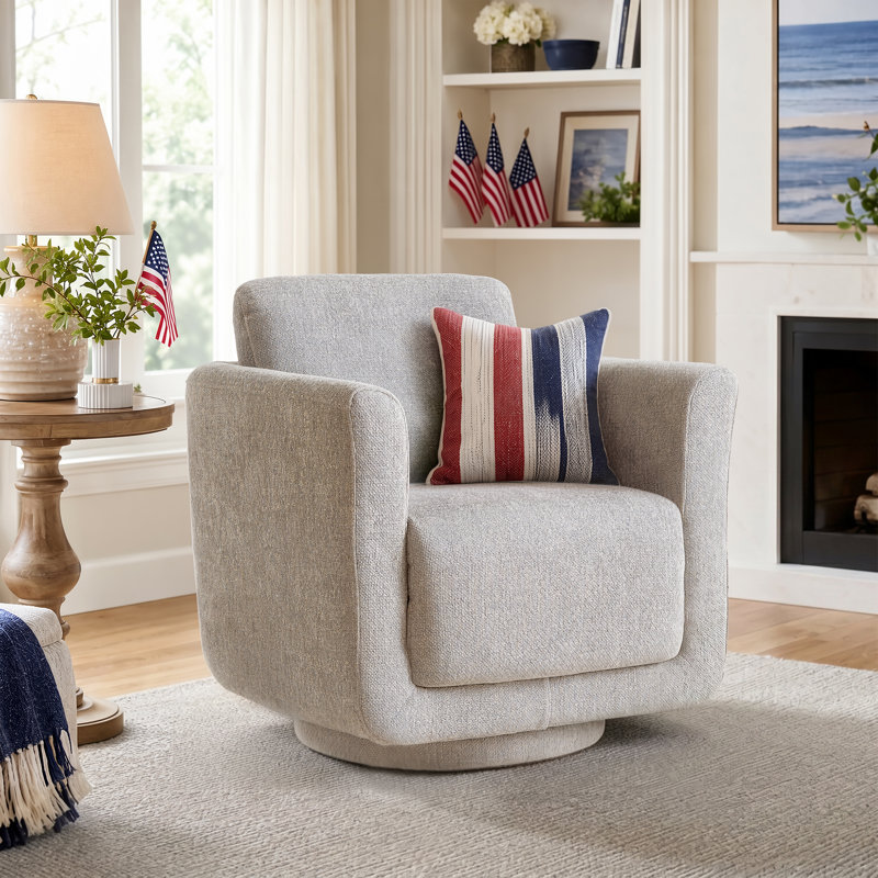 Joie Upholstered Swivel Chair, Dove Gray Performance Chenille