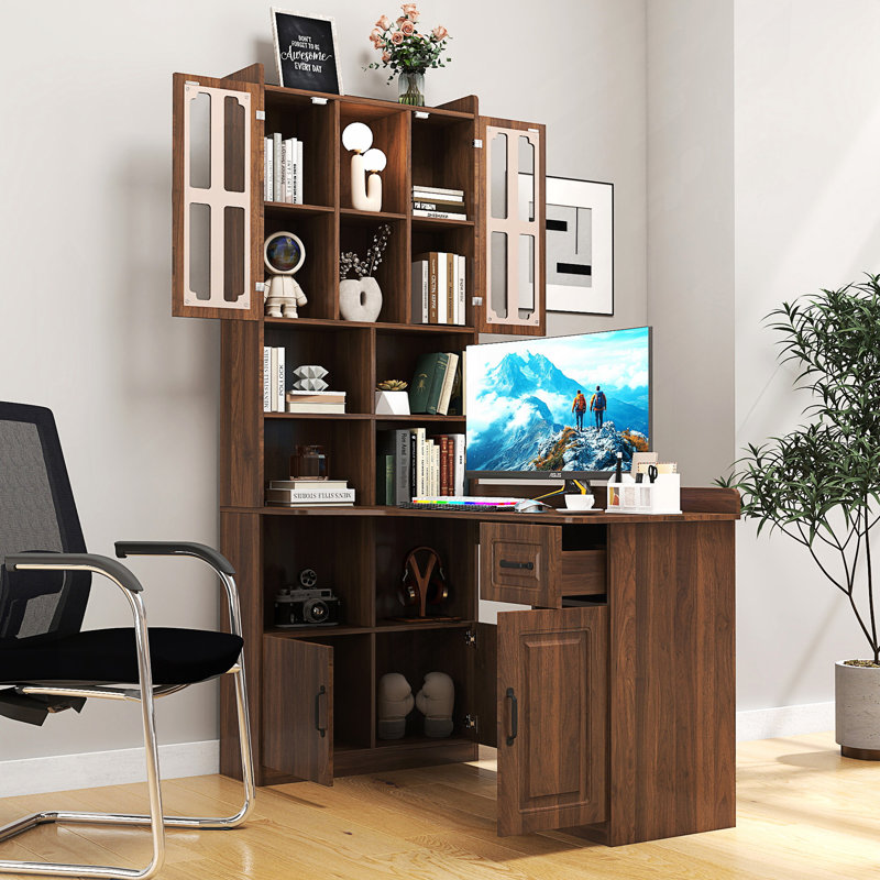 Bureau d'ordinateur d'angle en L, table d'étude de style moderne avec tiroirs, table d'écriture