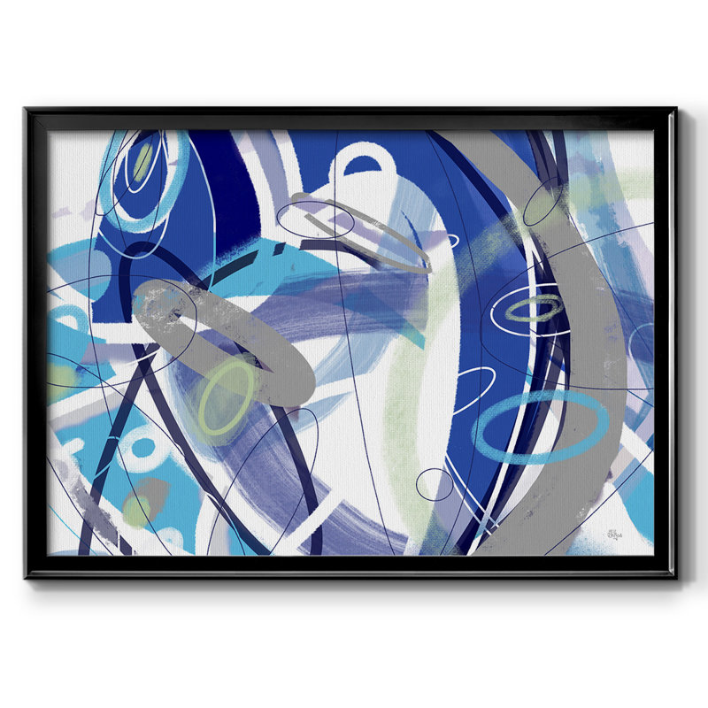 «Blue Flow», toile tendue avec châssis_RID063, H 26 po x l 38 po x P 1,5 po, Noir