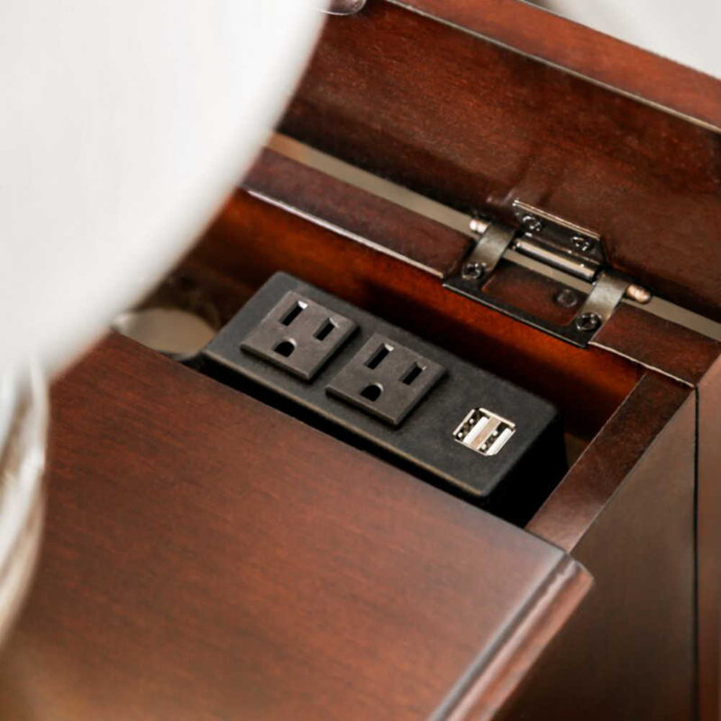 Korhonen End Table and Built-In Outlets, Cherry