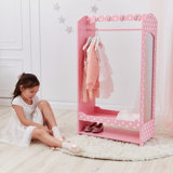 Teamson Kids Wooden Mirrored Open Armoire with Two Shelves