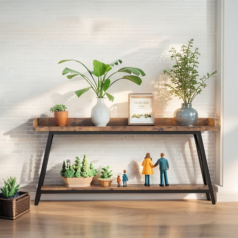 70.9" Long Console Table, Sofa Table Behind Couch with 2 Tier Storage Shelf, Narrow Entryway Hallway Table for Living Room