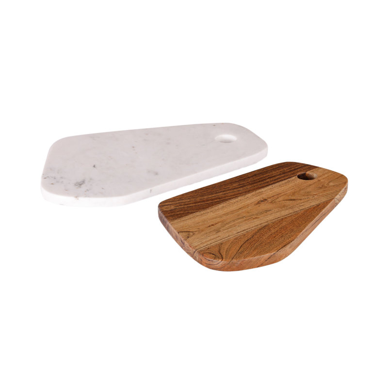 Ensemble de 2 planches à découper modernes pour la cuisine, les plateaux de service et la préparation des aliments Natural Duo