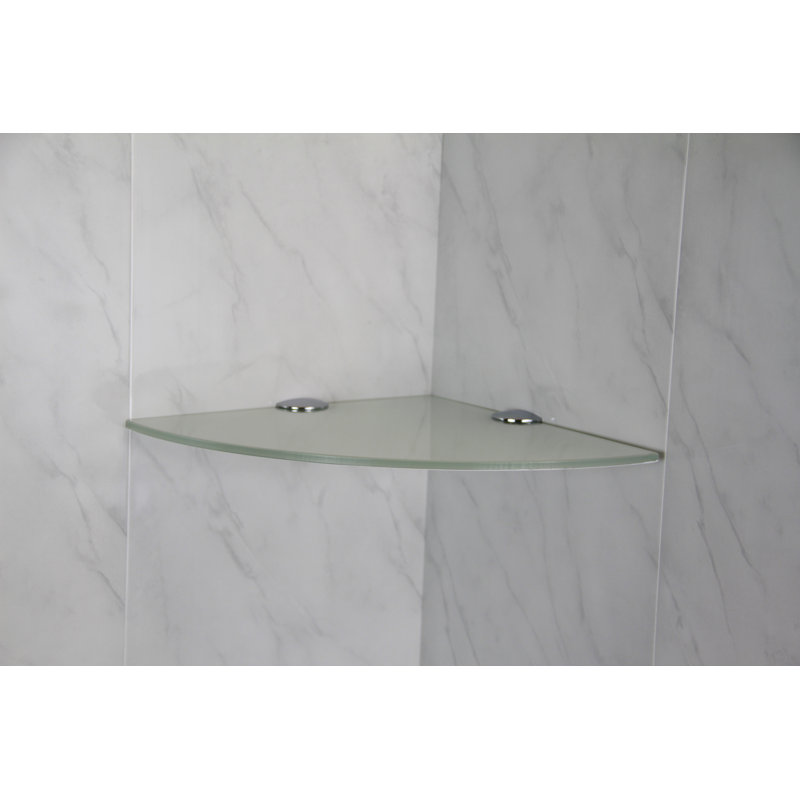 Fanney Triangle Glass Floating Shelf with Adjustable Shelves, White, 0.6cm H x 25cm W x 25cm D
