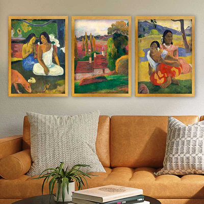Elegant Decorative Framed Painting Set (3 Pieces), 13.8 x 17.7 inches Each | 100% Wooden with 100% Polystyrene Frame (Thickness: 0.8 inches) | UV Digital Printing, Perfect for Living Room & Home Décor