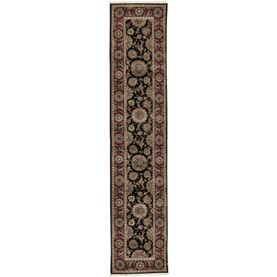 Manchuria Wool Oriental Area Rug in Black/Wine