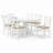Traditional 7-Piece Inch Oval Extendable Dining Set, White Finish With Brown Polyester Upholstered Chairs, Solid Rubberwood