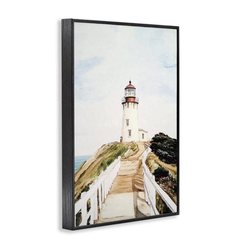 Giclée encadrée traditionnelle du sentier du phare, design par Sissi et Seb, H 30 po x l 20 po, Giclée encadrée noir minuit