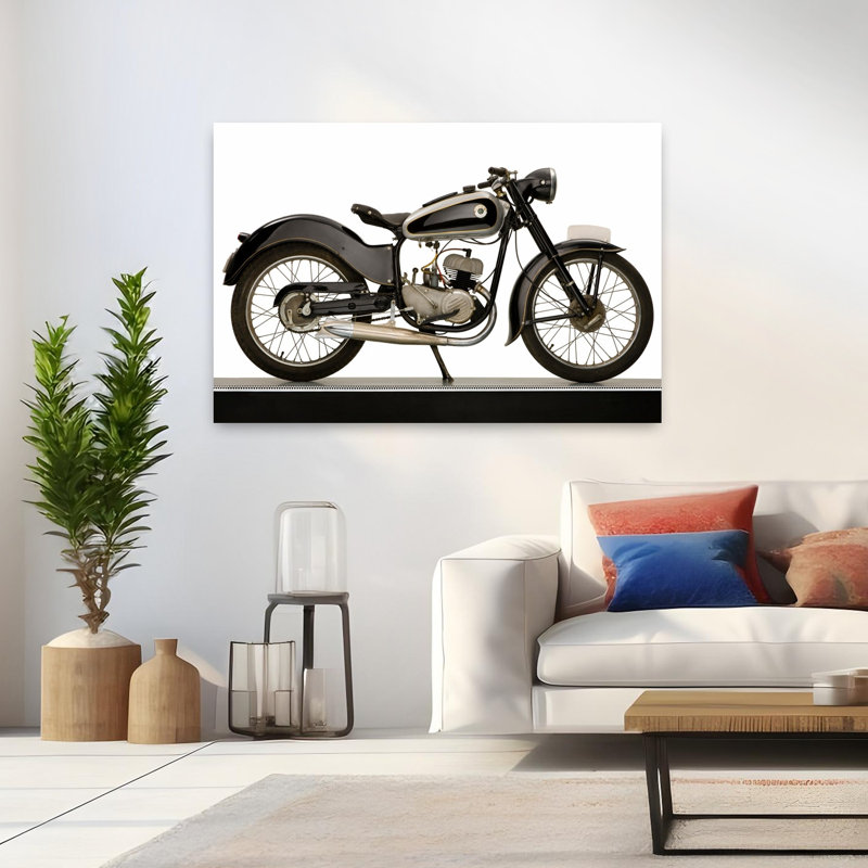 1955 Ossa 125Cc Palillos, moto, paysage abstrait classique, art mural, H 32 po x l 48 po
