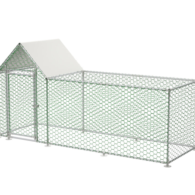 Cage à poulet avec grillage métallique et clôture protégée
