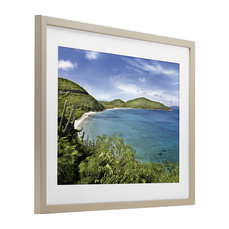 «Caribbean Overpoint Landscape», reproduction d'art sous verre encadrée par Seven Trees Design, H 13 po x l 16 po