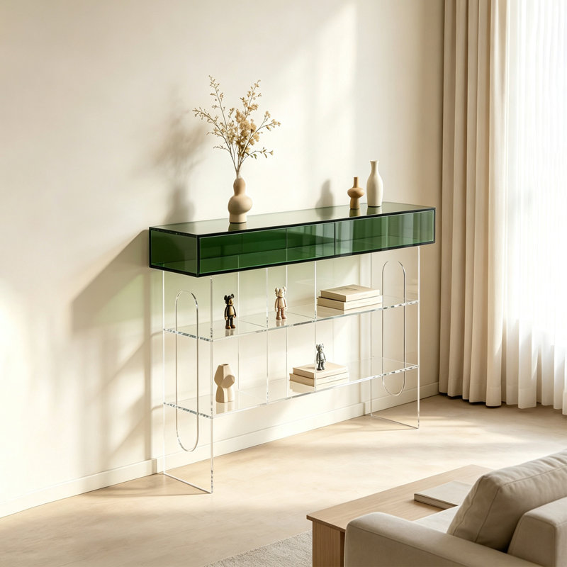 Console multi-couches en acrylique transparent, 27.56" H x 39.37" W x 11.81" D