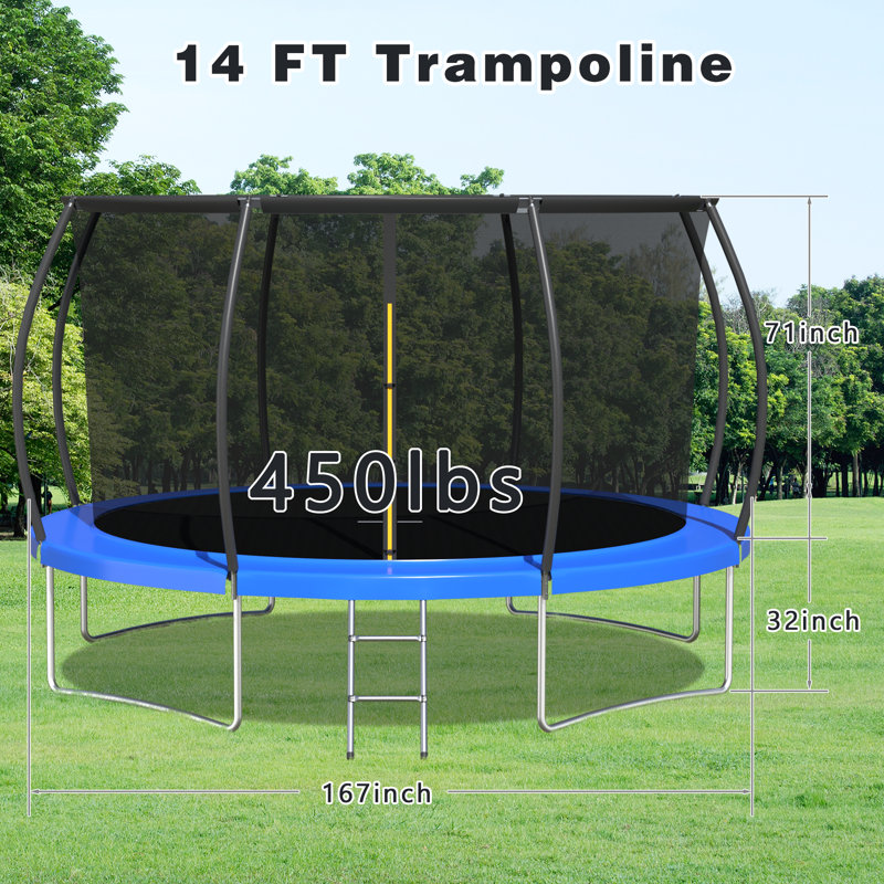 Trampoline de cour arrière avec enceinte sécuritaire ERommy 167 pi x 167 pi