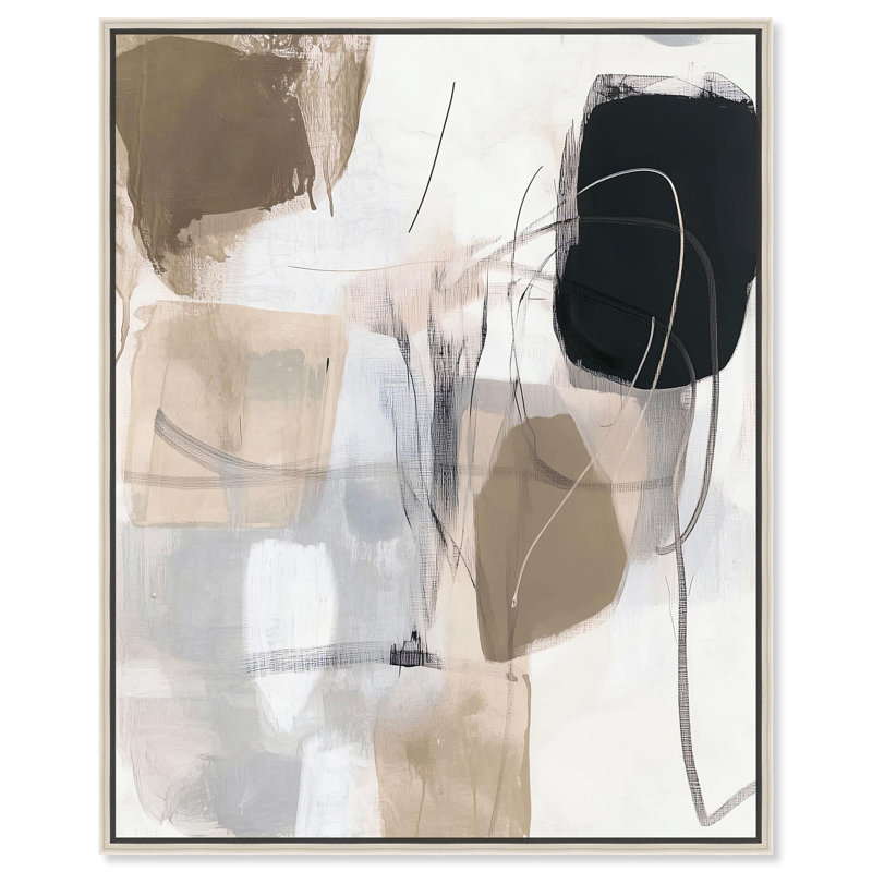 Toile contemporaine I par Art Remedy, H 21 po x l 17 po, Cadre flottant, Noir