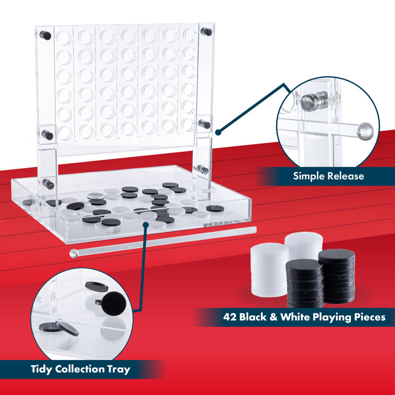  4 in a Row Game Fun Strategy Game for Adults Children Family Connect 4 Discs of Same Colour in a Row Acrylic Tabletop Decoration Gift Decor (Black and White)