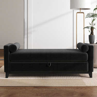 Upholstered Storage Ottoman Bench With Large Hidden Storage