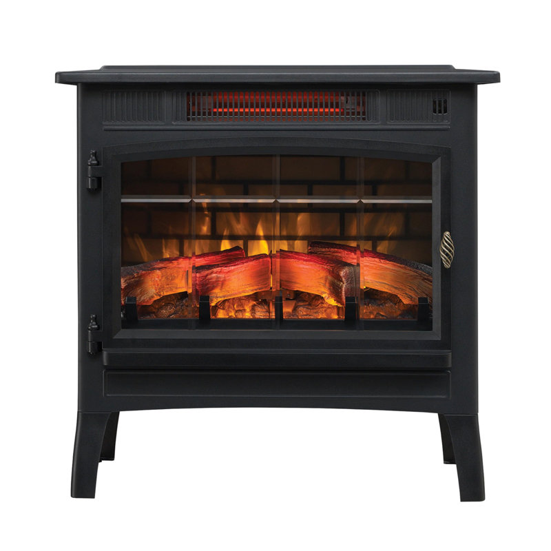 Freestanding Electric Fireplace Stove Heater with 3D Flame Effect for 1,000 Sq. Ft. Room, Black