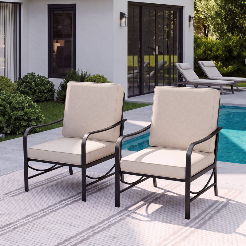 2-Pieces Iron Material SIngle Armchair, Beige, No