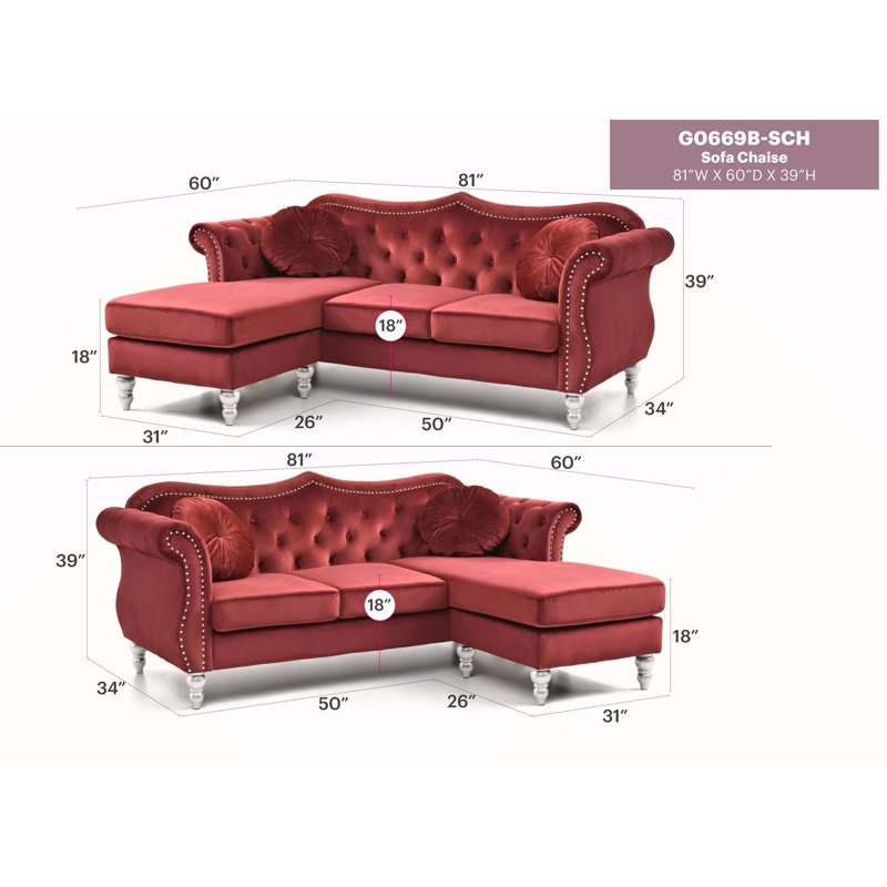 Canapé Glory Furniture Hollywood G0669B-SC, BOURGOGNE, Bourgogne