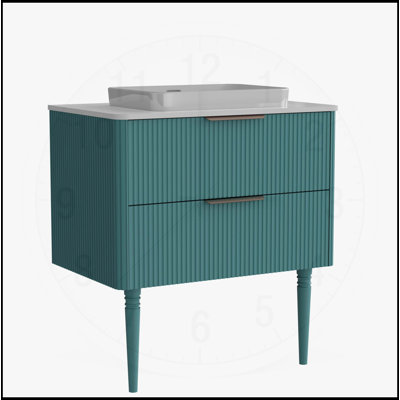 Meuble-lavabo avec lavabo en céramique Elena, autoportant et pré-assemblé pour salle de bain moderne