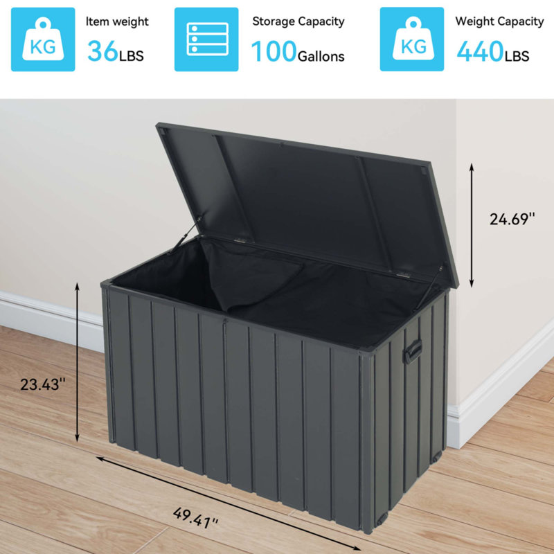 Outdoor Storage Box, 23.43" H x 49.41" W x 24.69" D