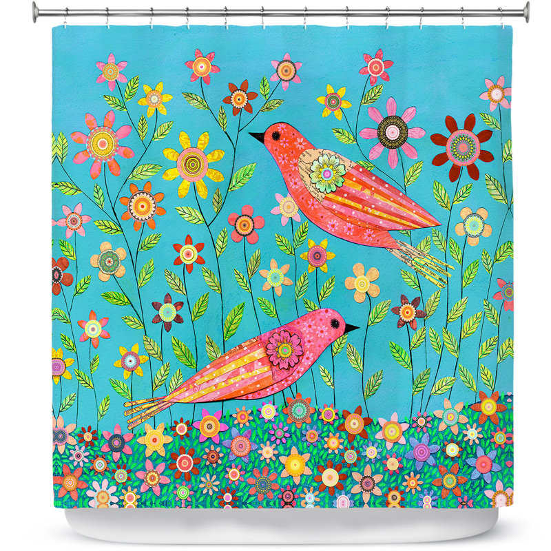 Rideau de douche simple bohémien oiseaux