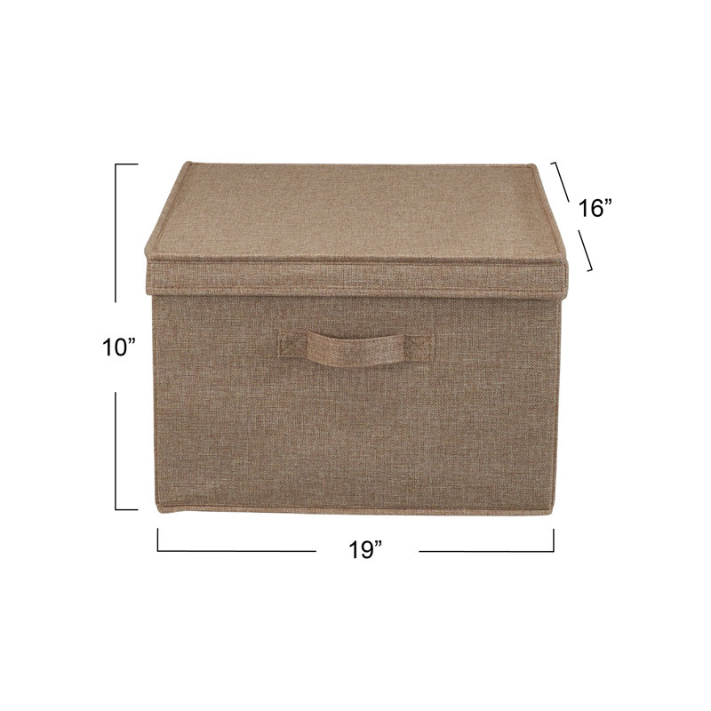 Latte Linen Jumbo Stackable Fabric Storage Boxes with Lids