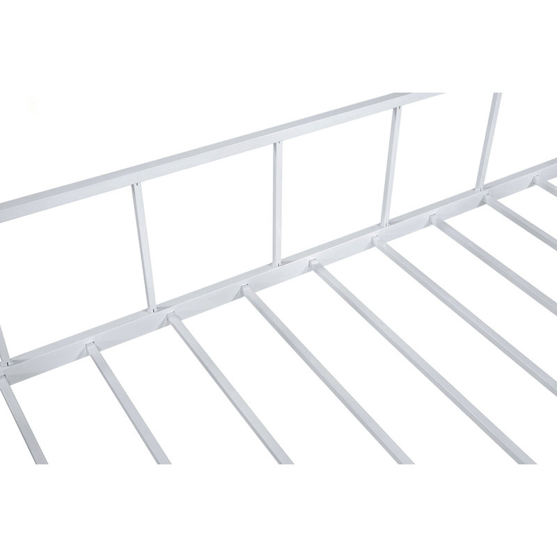 Lit simple superposé de style contemporain avec construction en métal et échelle en angle, Blanc