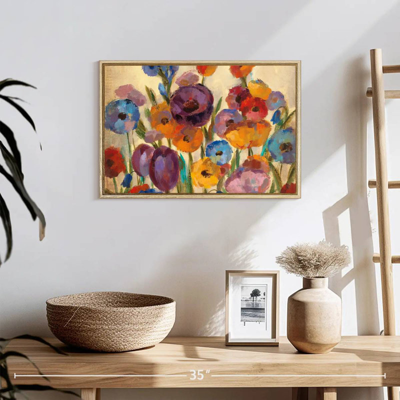 Garden Hues I, 19 po x 13 po, Cadre flottant en bois naturel
