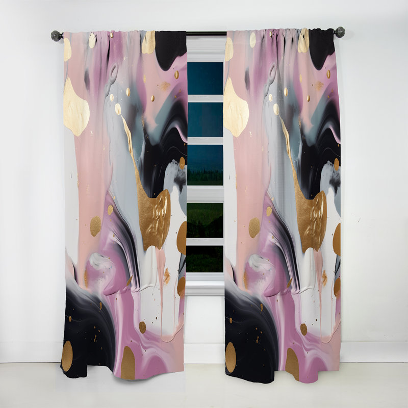 Morrie - Rideau en velours moderne - Marbre mystérieux en marbre rose et doré - obscurcissant - 1 panneau, L 52 po x L 108 po