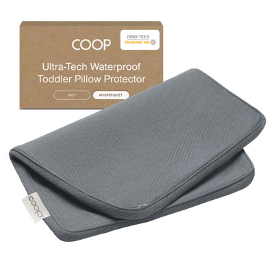 Coop Home Goods Ultra-Tech Waterproof Pillow Protector for Toddler Pillow, Grey Color, Machine Washable, OEKO-TEX Certified