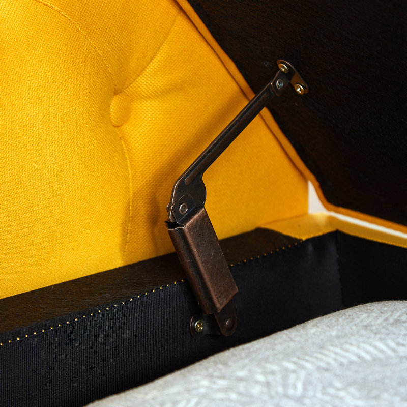 Bennison Upholstered Ottoman, Yellow, Linen