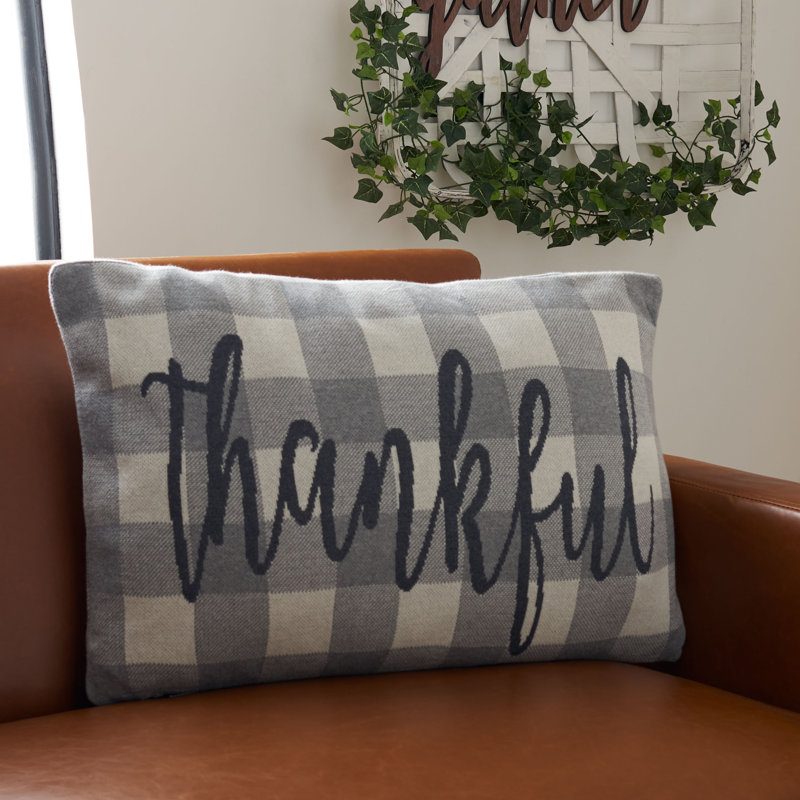 Beige and Mustard Cotton Rectangular Thanksgiving Pillow