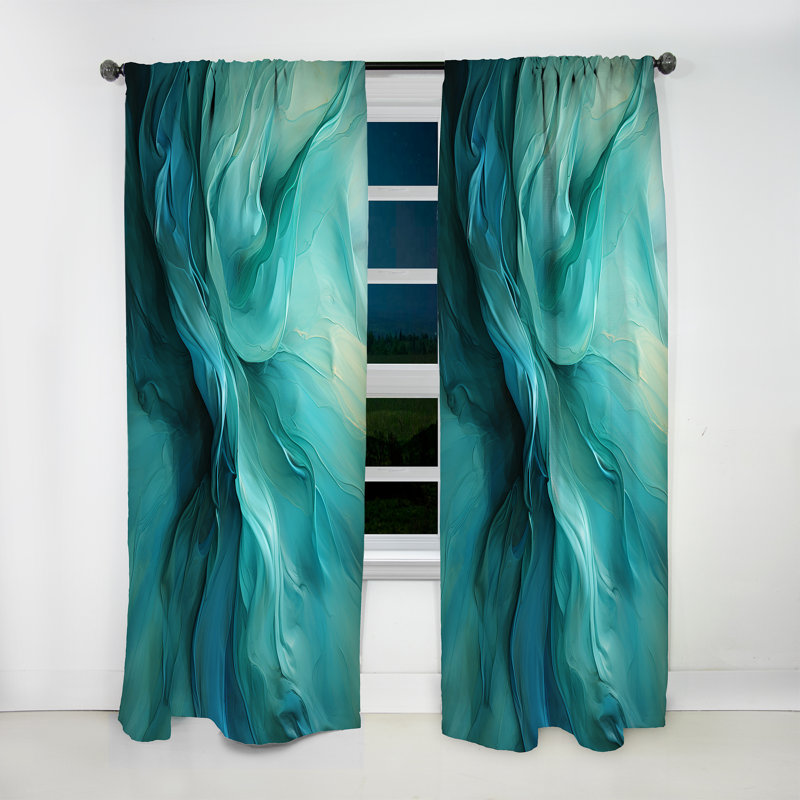 Turquoise Tranquility V - rideau occultant nature paysages abstraits - 1 panneau, L 52 po x L 108 po