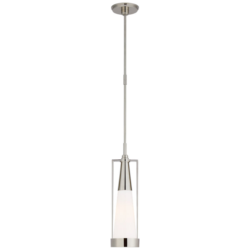 Thomas O'Brien Calix 1 - Light Small Pendant, White, Polished Nickel