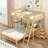 Storage-focused Platform Bunk Bed Twin Over Full Natural-Toned Solid Pine With Built-in Desk and Three Drawers
