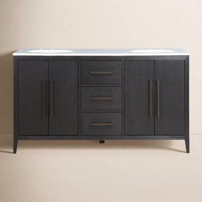 Alsup 60" Double Bathroom Vanity with Carrara Marble Top