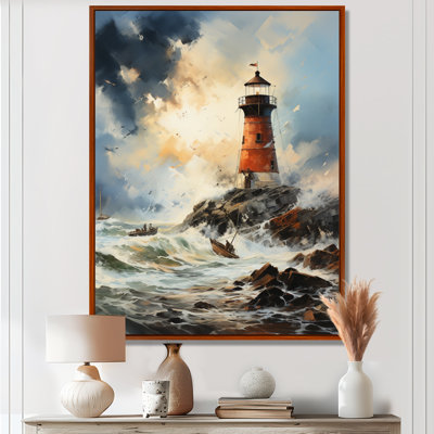 Izuma Vintage Lighthouses Guiding Light I - Lighthouses Wall Art For Living Room