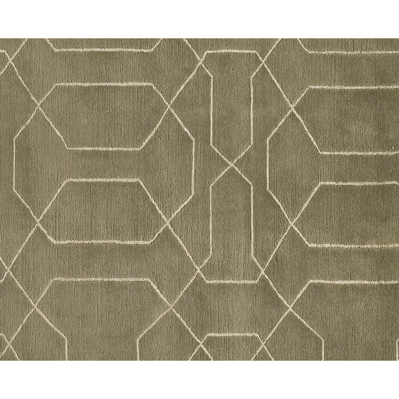 Geometric Area Rug in Olive, Rectangle 8' x 10'