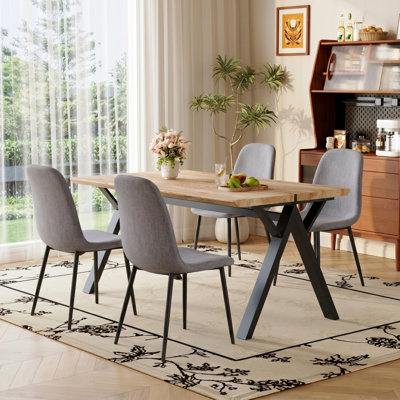 Mekail Modern Upholstered Dining Chairs with Metal Legs (Set of 4)
