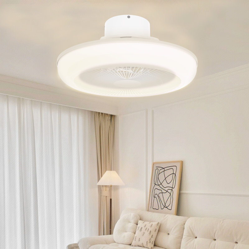 Ventilateur de plafond 18 po à profil bas avec lumière et télécommande, ventilateur encastré encastré 7 couleurs RVB, Blanc